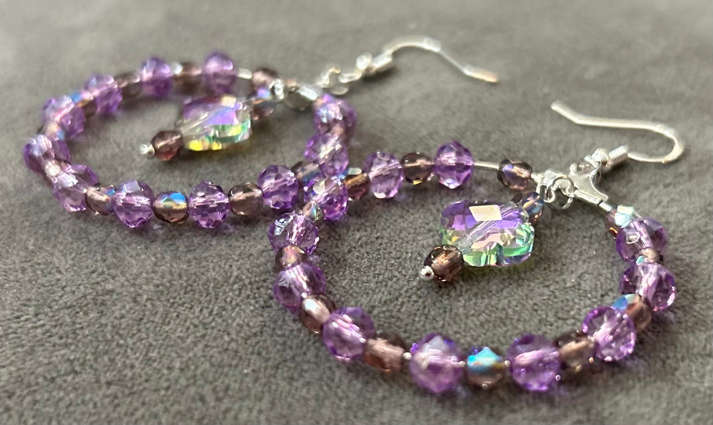 Hoop earrings with Austrian glass beads and Czech Republic glass beads